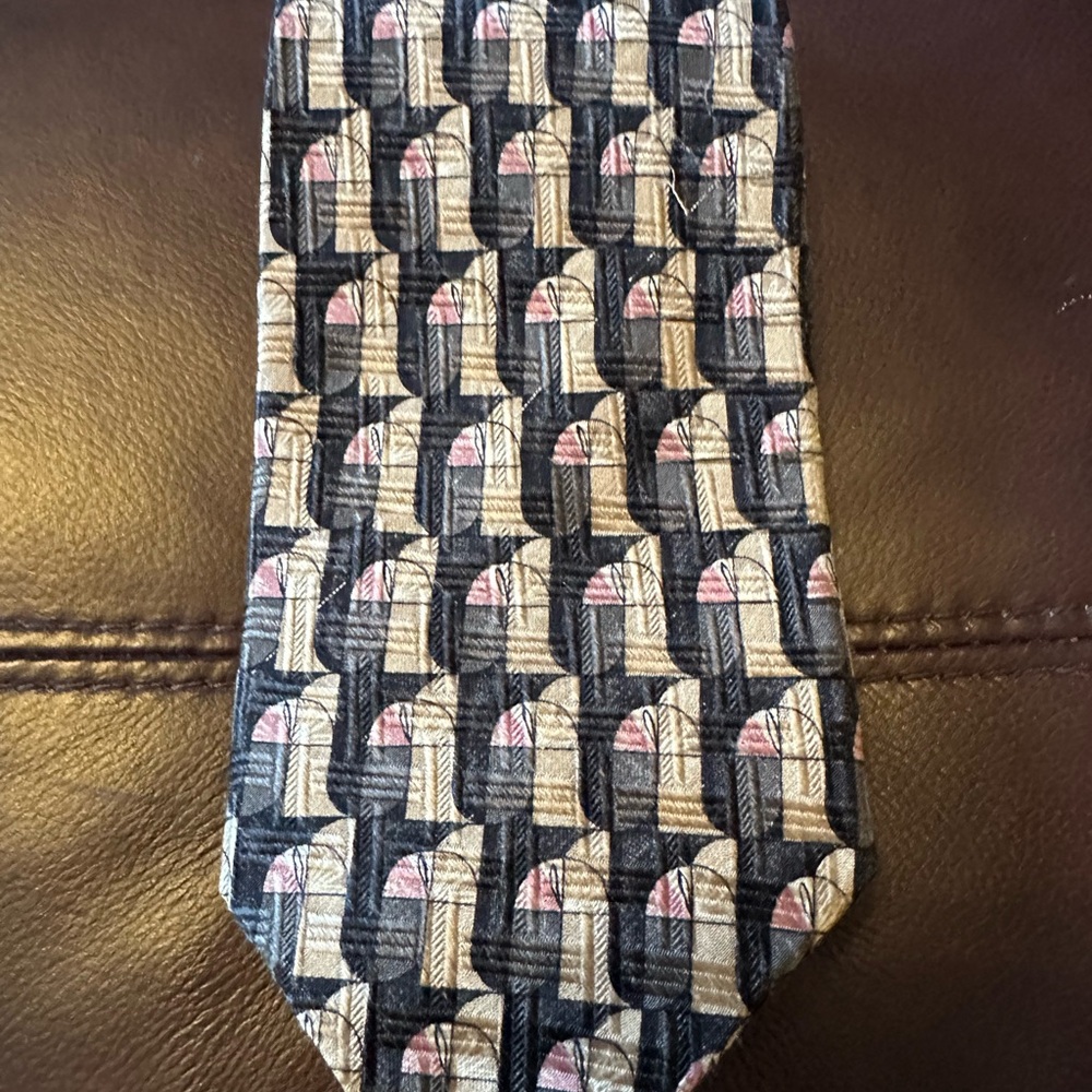 Robert Talbott Black And Gray Geometric Silk Tie - image 1